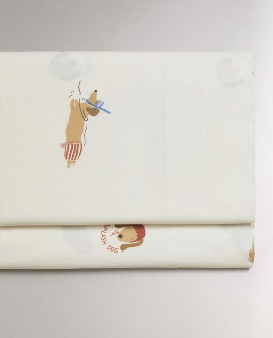 DOG PRINT CHILDREN'S REVERSIBLE FLAT SHEET