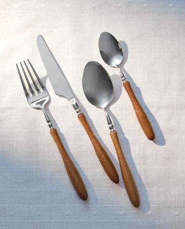 BESTEKSET MET ACACIAHOUTEN HEFT (SET VAN 4)