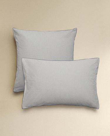 FUNDA ALMOHADA SEERSUCKER RAYAS PIPING