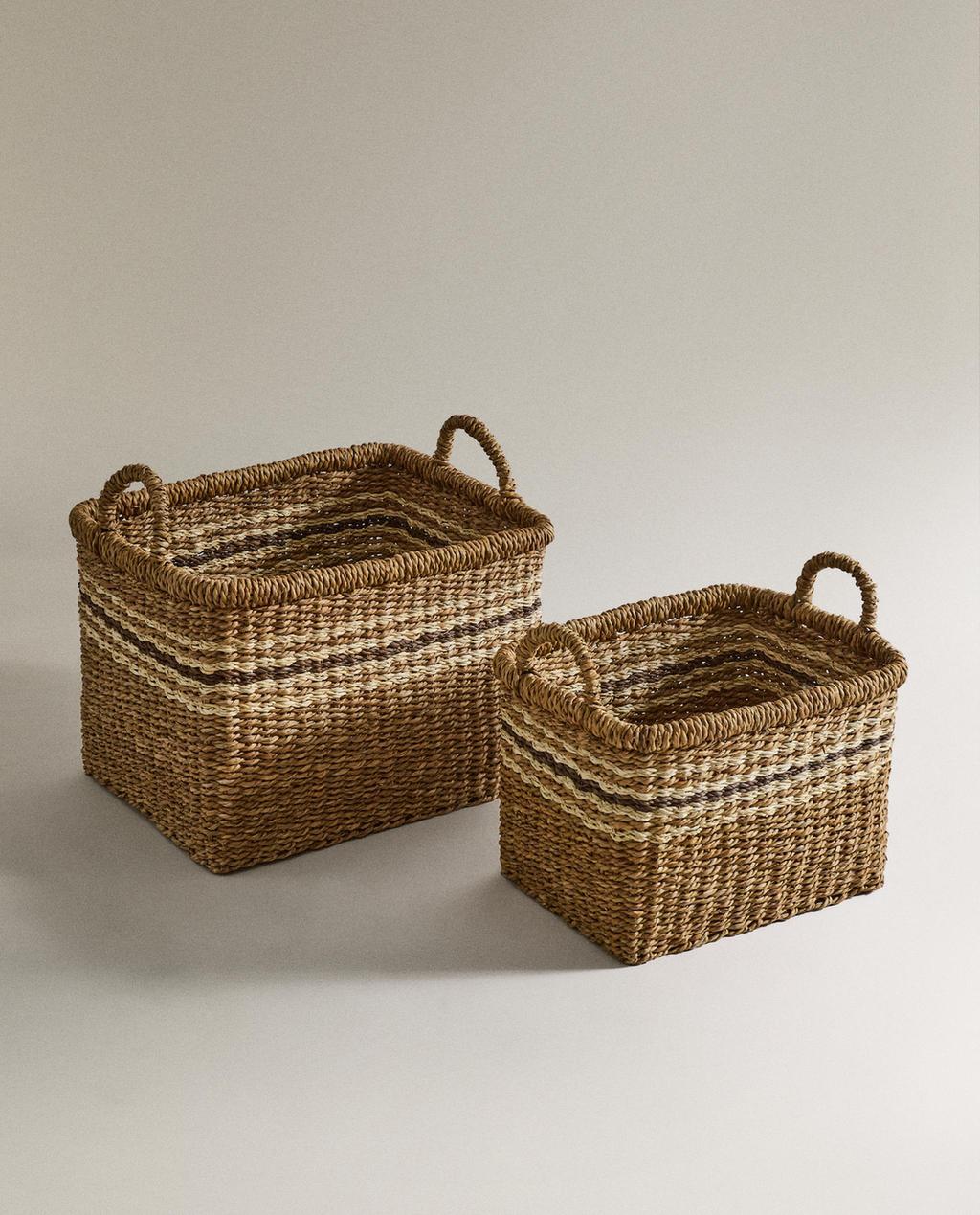 RECTANGULAR BASKET WITH STRIPES