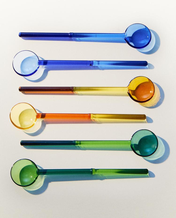 PACK OF COLOURED BOROSILICATE ICE CREAM DESSERT SPOONS (PACK OF 6)