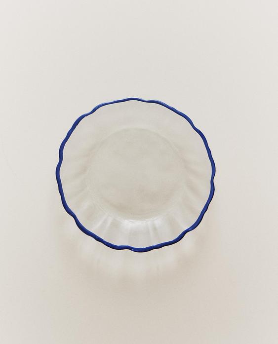 GLASS SIDE PLATE WITH RIM