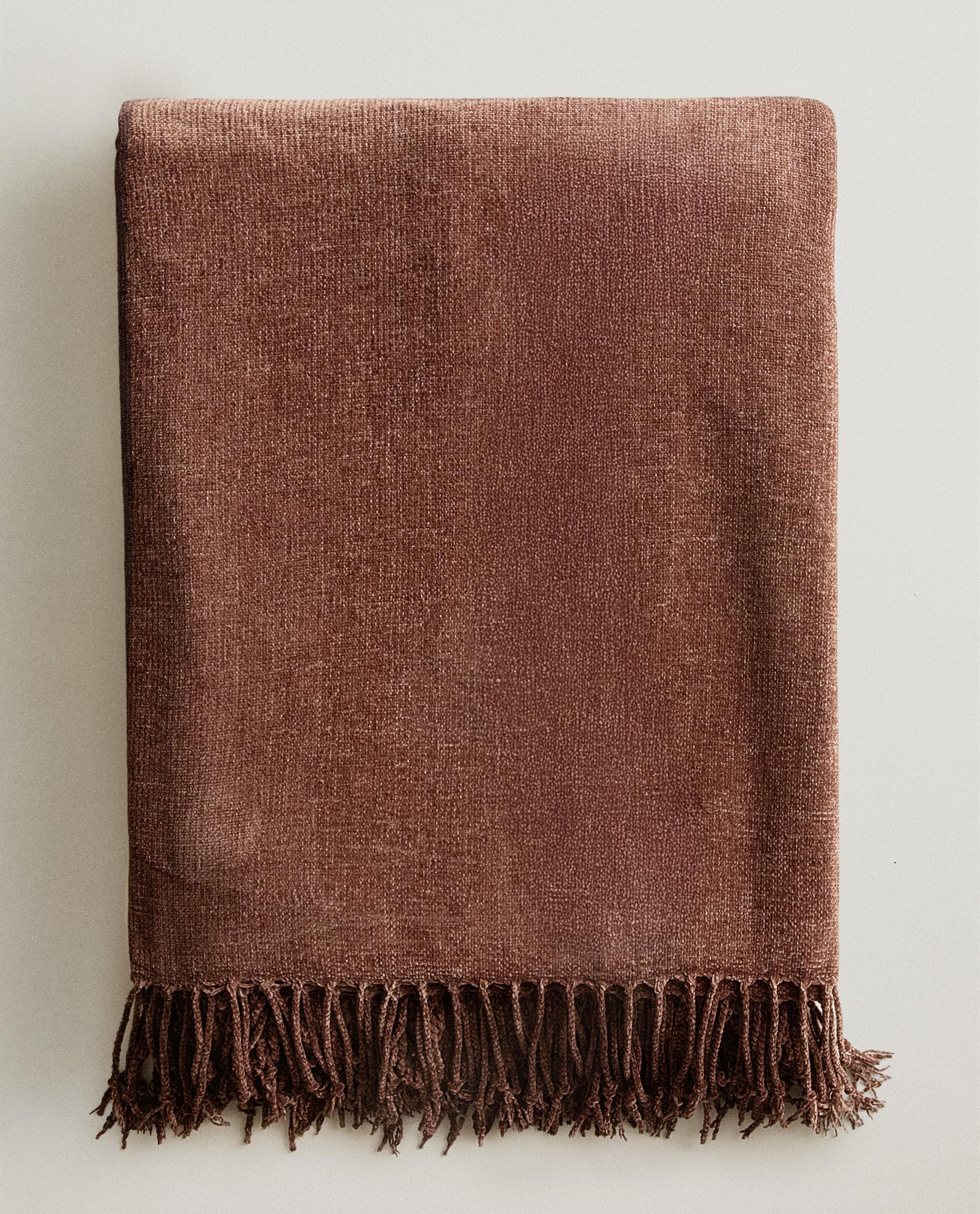 チェロブランケット⭐️裏面シルク100% ブラウン シェニール ブランケット | Zara Home 日本/Japan