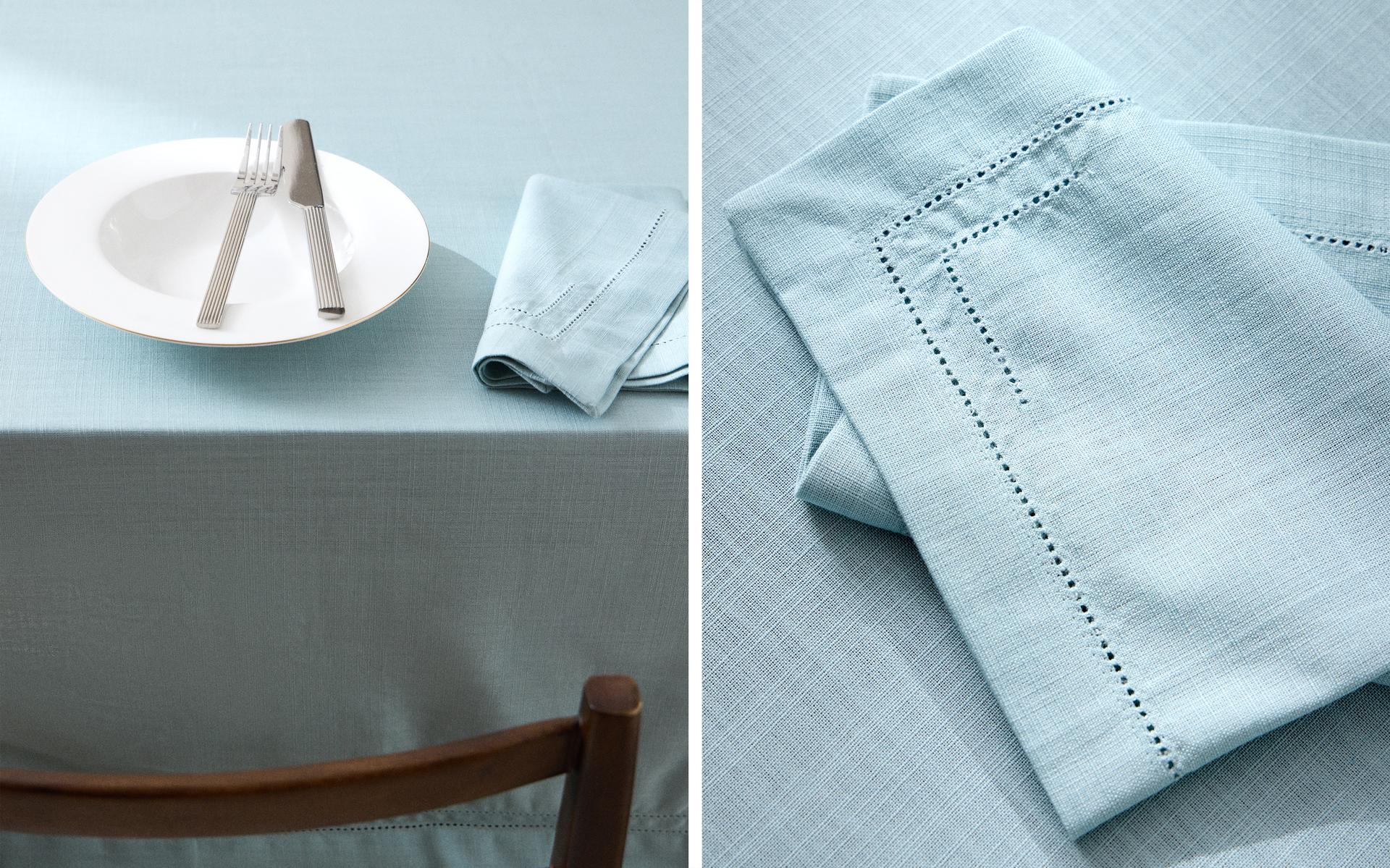 HEMSTITCHED COTTON TABLECLOTH