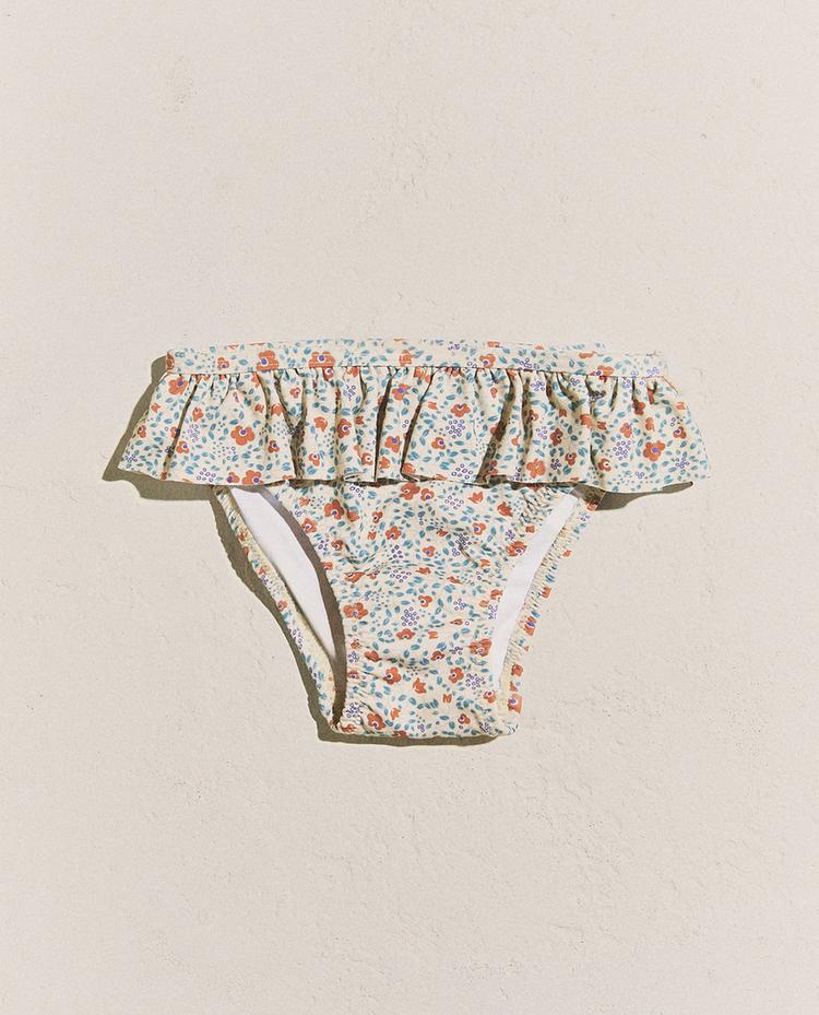 KIDS’ TROPICAL FLORAL RUFFLED BEACH BIKINI BOTTOMS