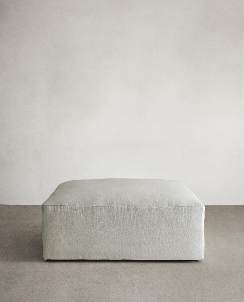 WASHED LINEN POUF
