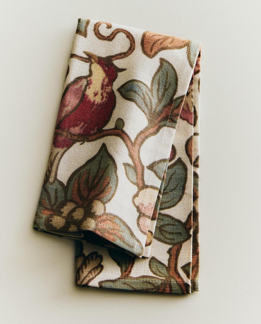 FLORAL AND BIRD NAPKIN SET (PACK OF 2)