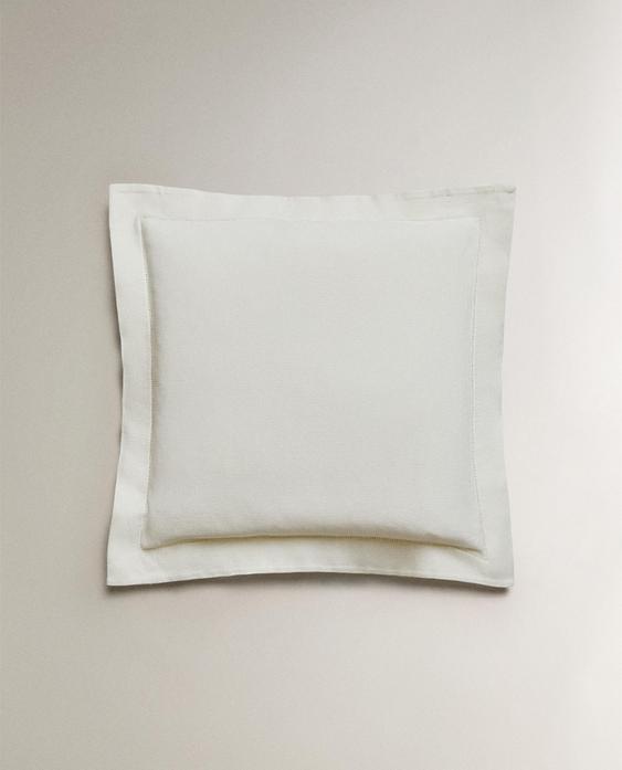 PIQUÉ CUSHION COVER WITH HEMSTITCHING