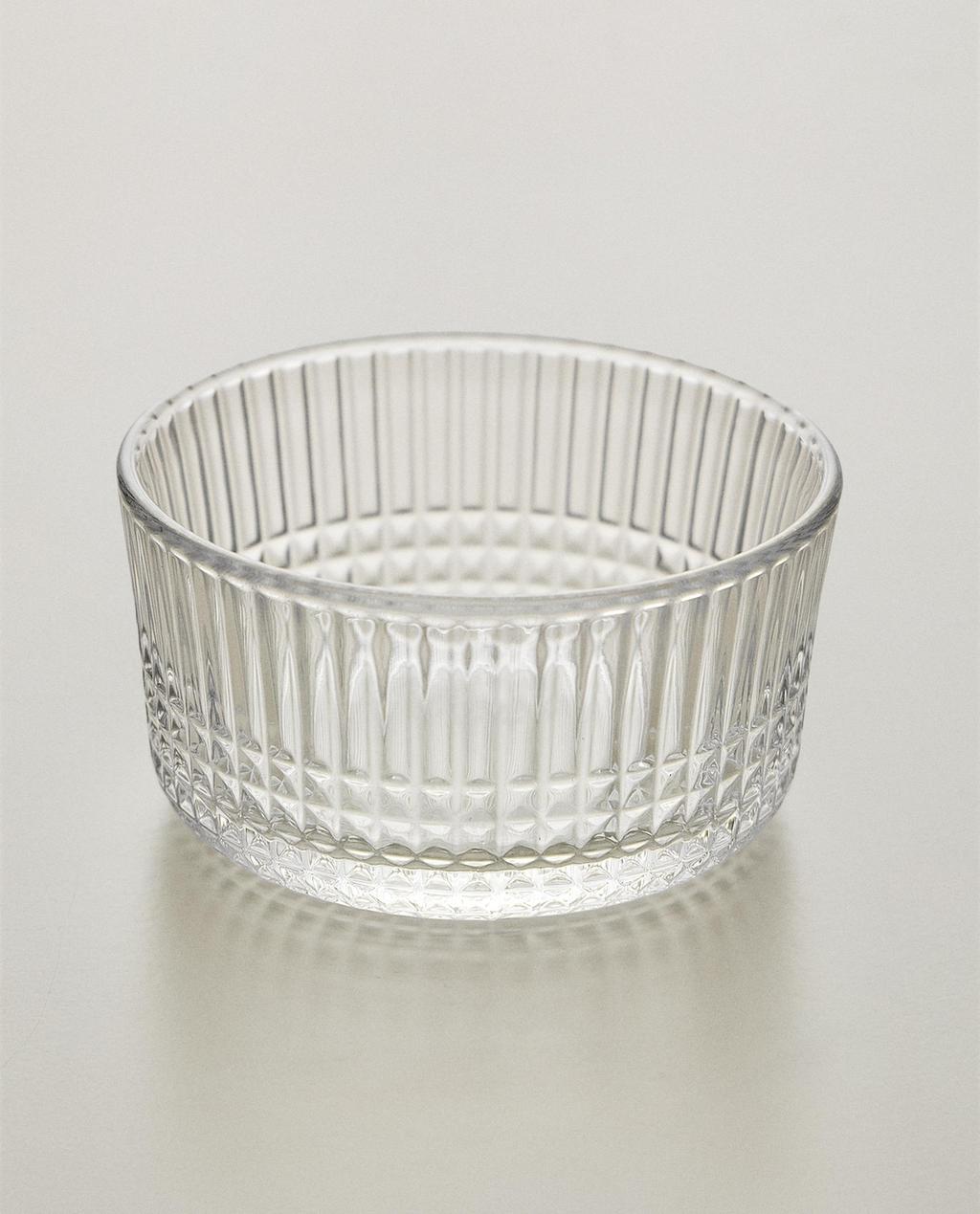 MINI GLASS BOWL WITH RAISED GEOMETRIC DESIGN