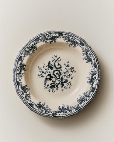 FLORAL EARTHENWARE SOUP PLATE