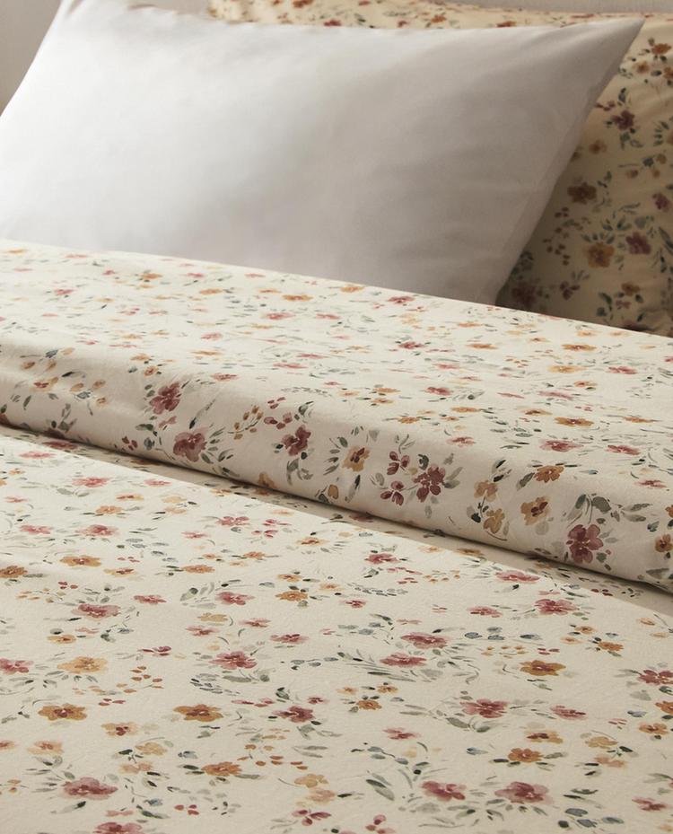 FLORAL COTTON PERCALE DUVET COVER (200 THREAD COUNT)
