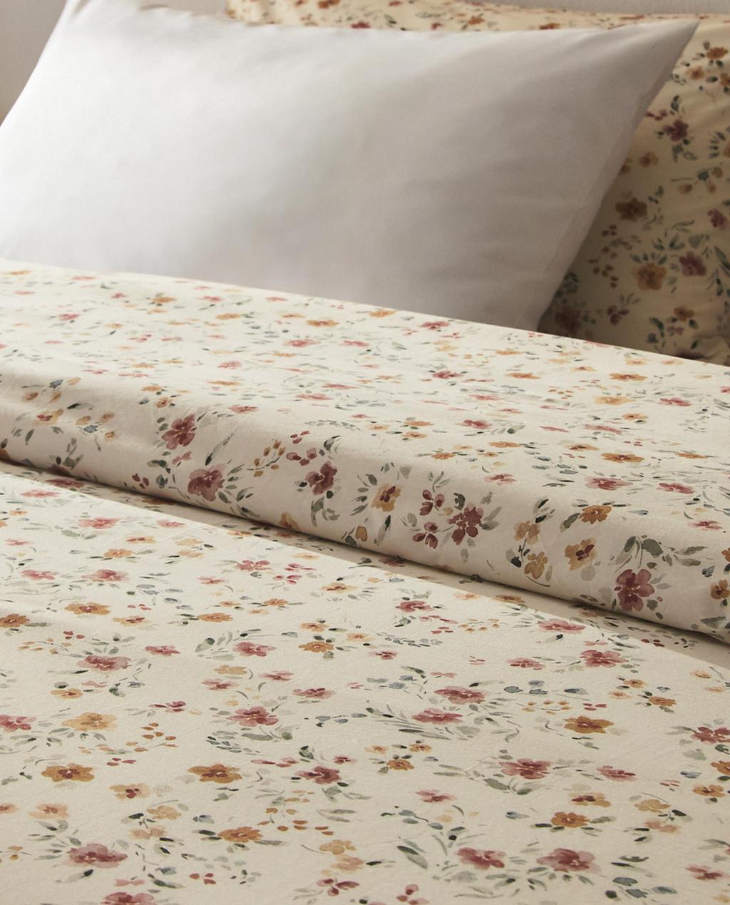 HOUSSE DE COUETTE EN PERCALE DE COTON FLORALE (200 FILS)