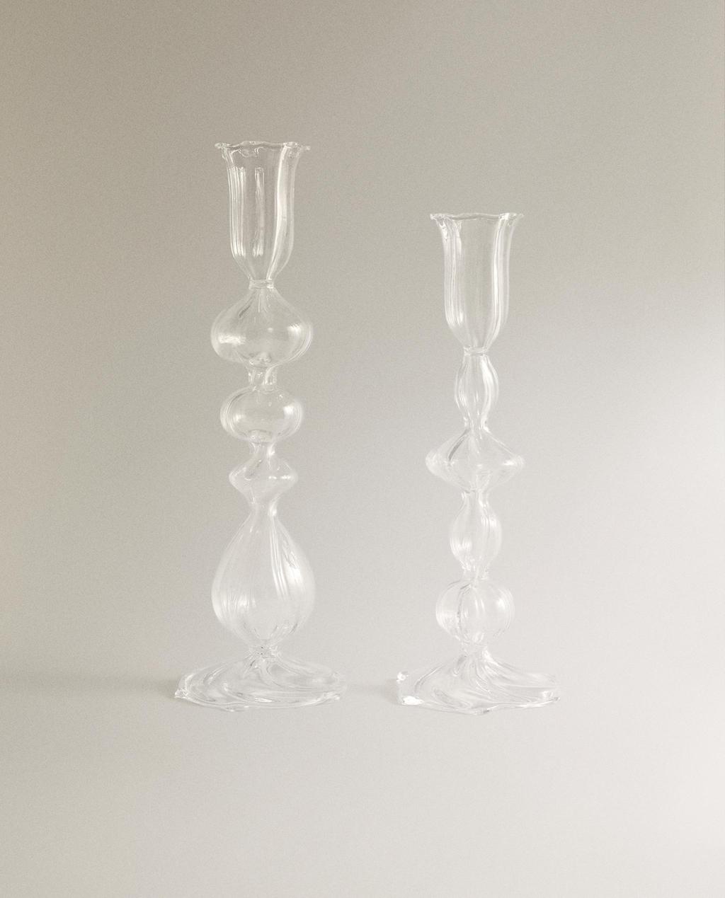 TRANSPARENT GLASS CANDLE HOLDER
