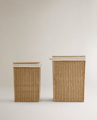 FABRIC-LINED LAUNDRY BASKET