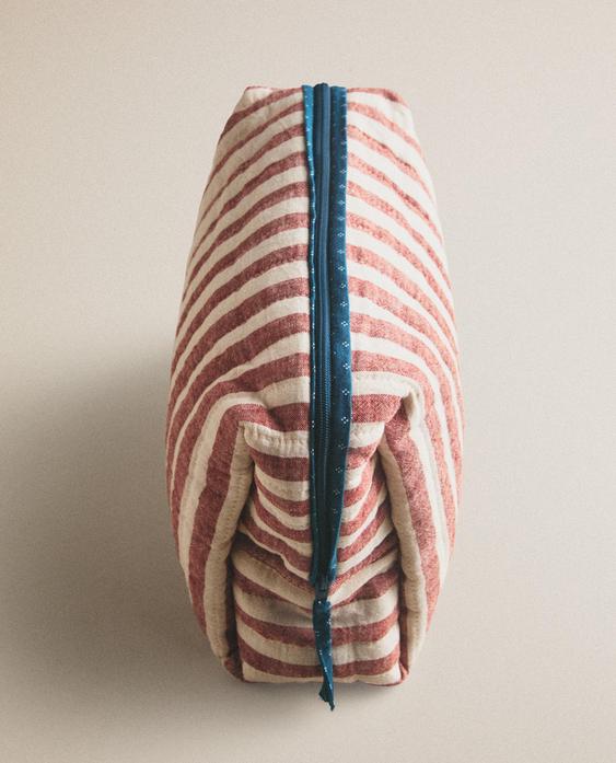 CHILDREN'S STRIPED LINEN AND COTTON TOILETRY BAG