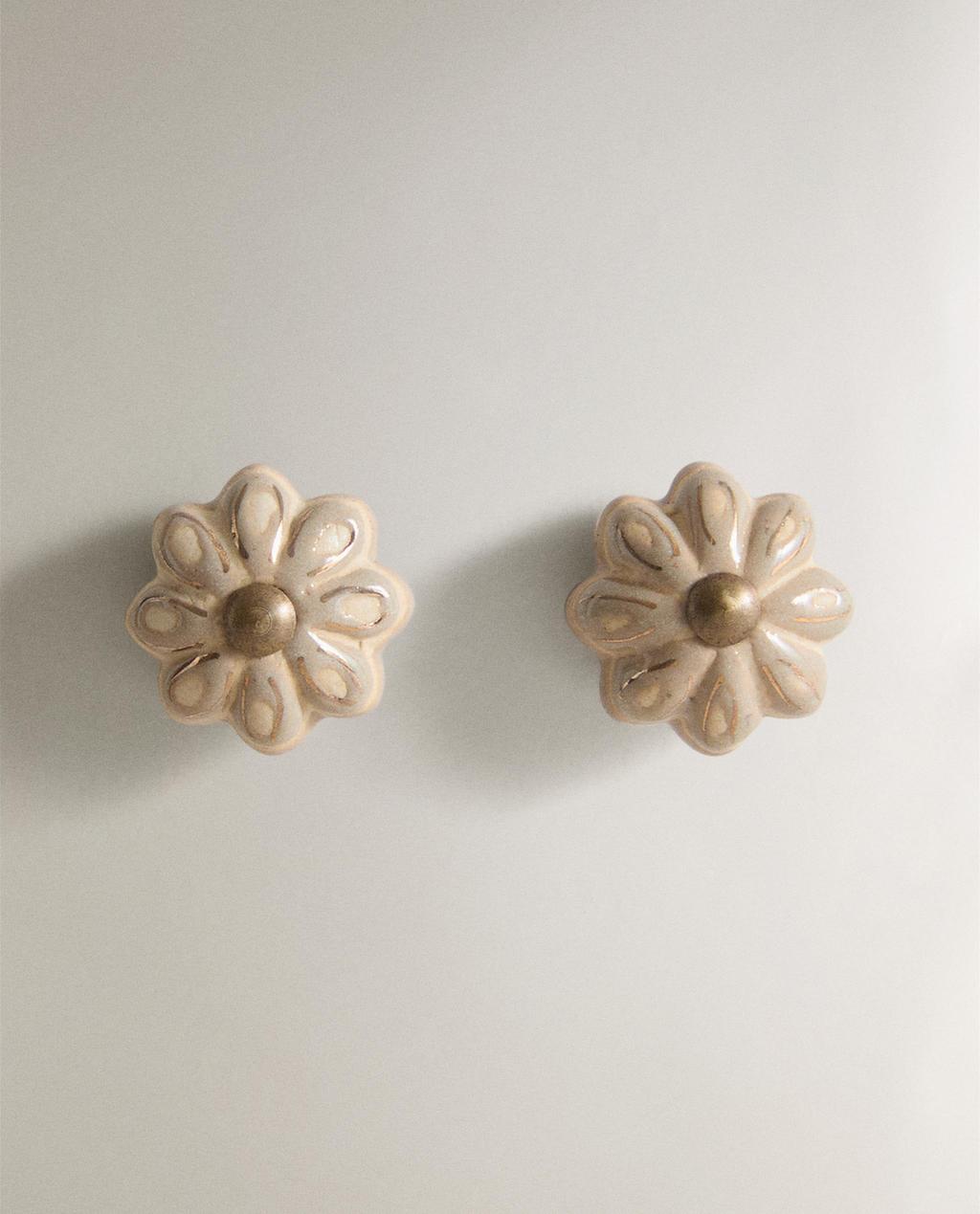 PACK OF CERAMIC FLOWER DOOR KNOBS (PACK OF 2)