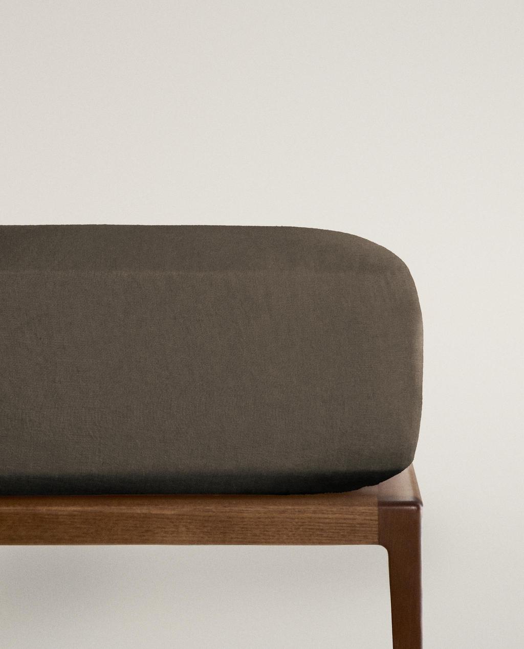 WASHED LINEN FITTED SHEET