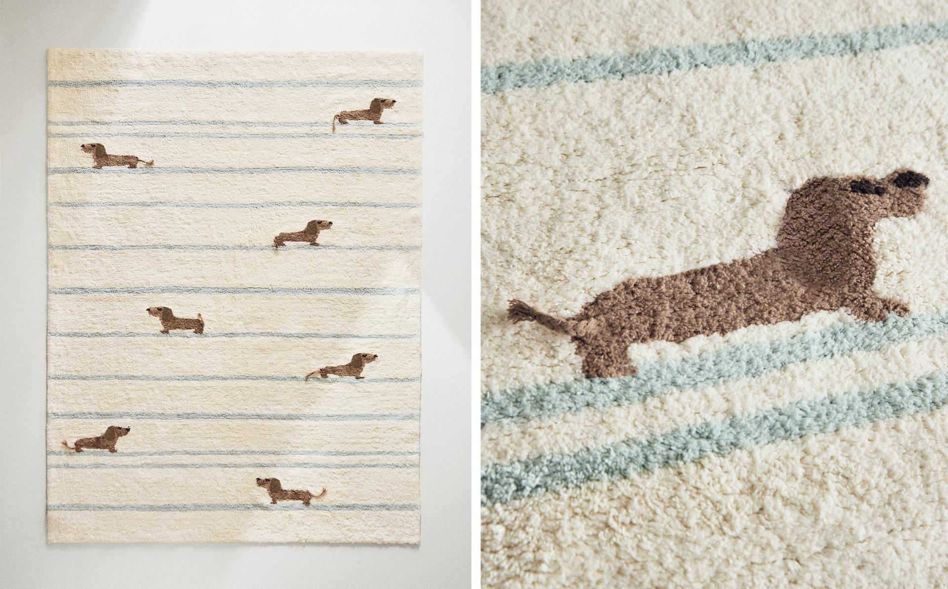 KIDS' DOG DESIGN COTTON RUG