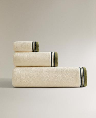 SERVIETTE DE BAIN POINT DE RIZ BORDURE