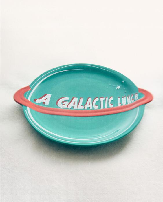 CHILDREN'S STONEWARE SPACE PLATE