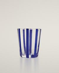 GLASS TUMBLER WITH LINE DESIGN