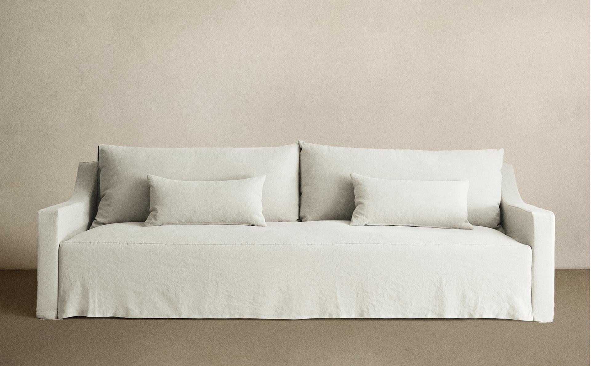 SOFA WITH REMOVABLE WASHED LINEN COVER