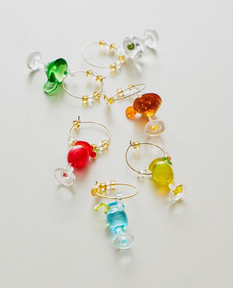 PACK OF GLASS COCKTAIL CHARMS (PACK OF 6)
