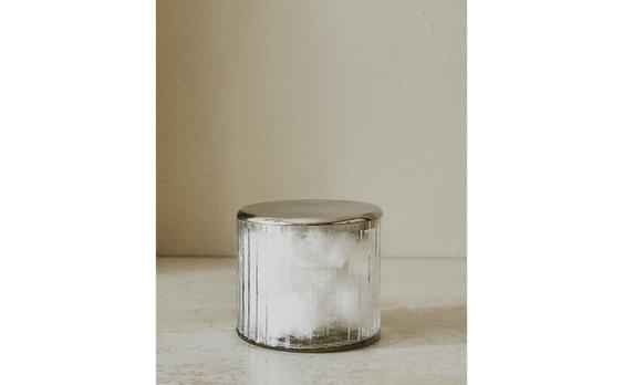 BOTE BAÑO VIDRIO RELIEVE Y METAL