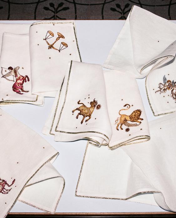 LINEN ZODIAC SIGNS NAPKIN I MARISA BERENSON