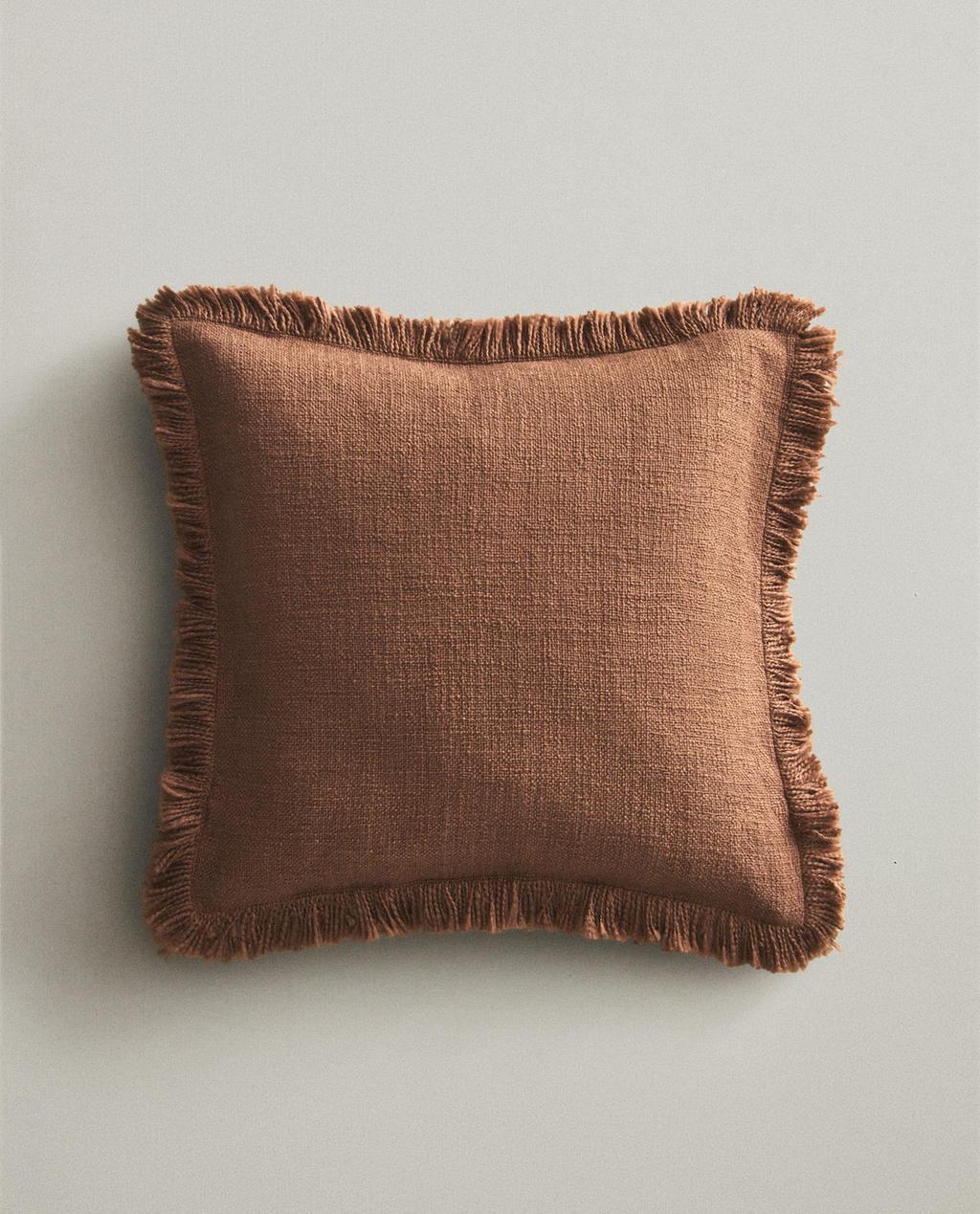 HOUSSE DE COUSSIN RAYURES FRANGES