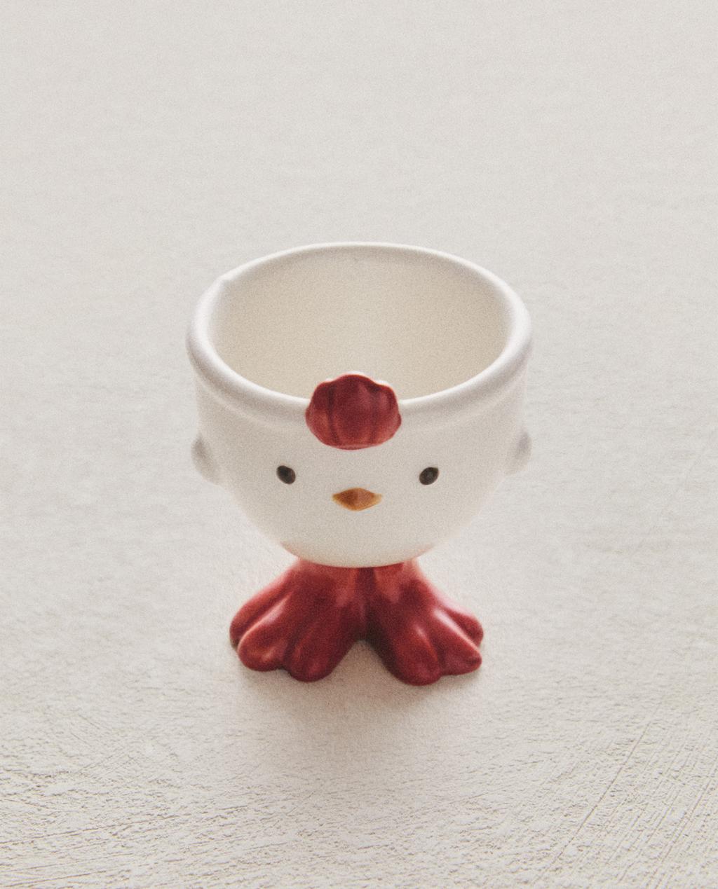 COQUETIER ENFANT PORCELAINE POULE