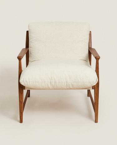 WOODEN ACCENT CHAIR WITH REMOVABLE CUSHION