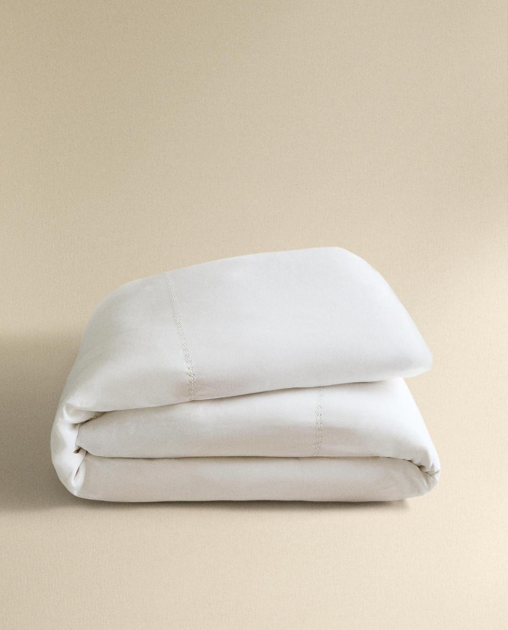 HEMSTITCHED LINEN DUVET COVER