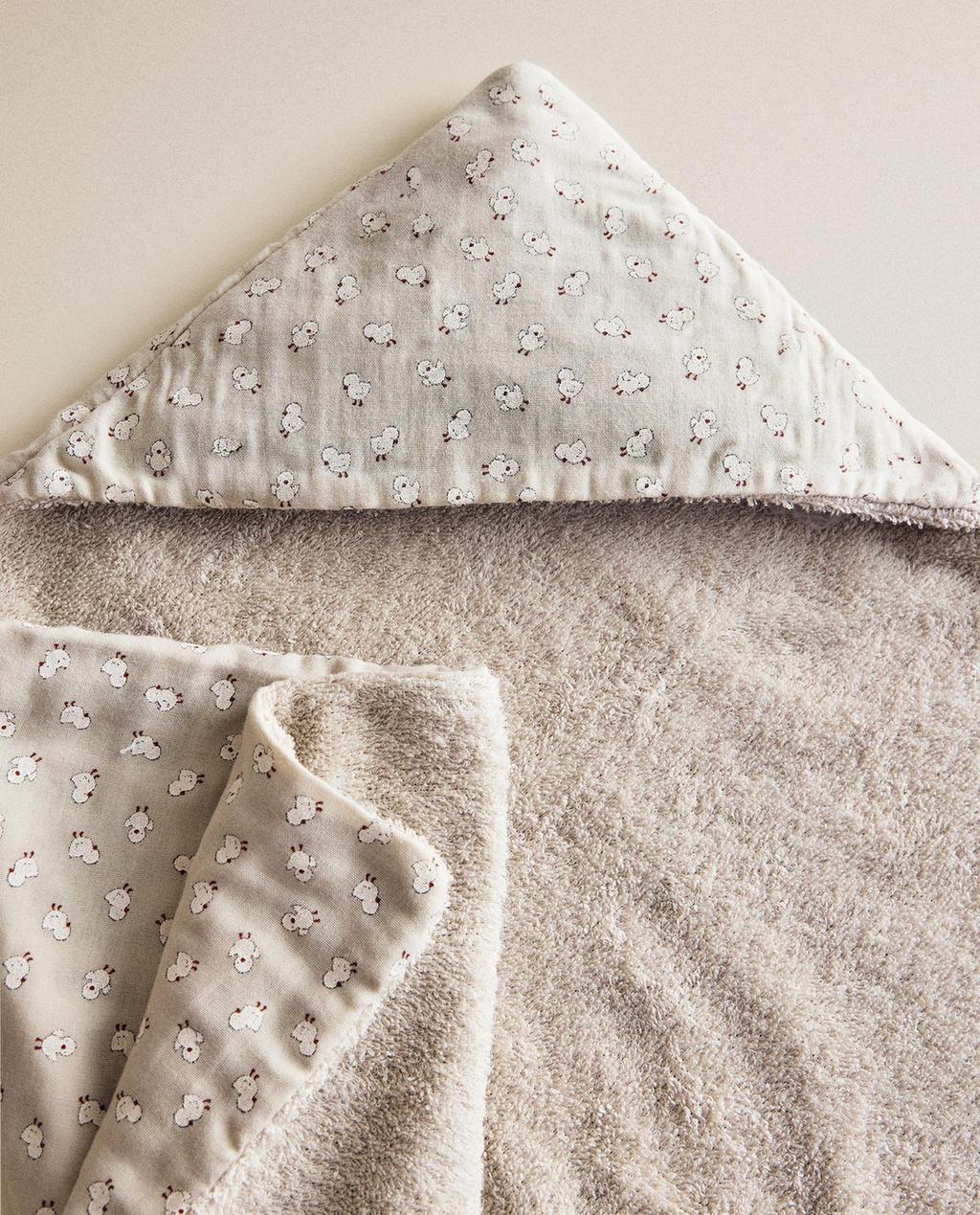 SERVIETTE DE BAIN CAPUCHE BÉBÉ GAZE POUSSINS