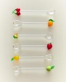 GLAZEN DESSERTLEPELS MET FRUIT (6-PACK)