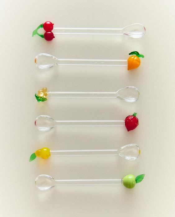 LOT PETITES CUILLÈRES VERRE FRUITS (LOT DE 6)