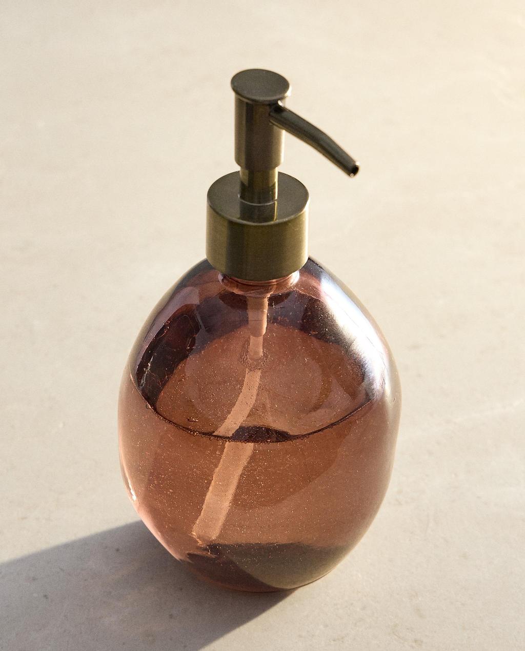 DISTRIBUTEUR SAVON VERRE ROSE