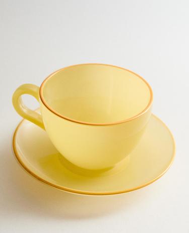 GLASS COFFEE CUP AND SAUCER