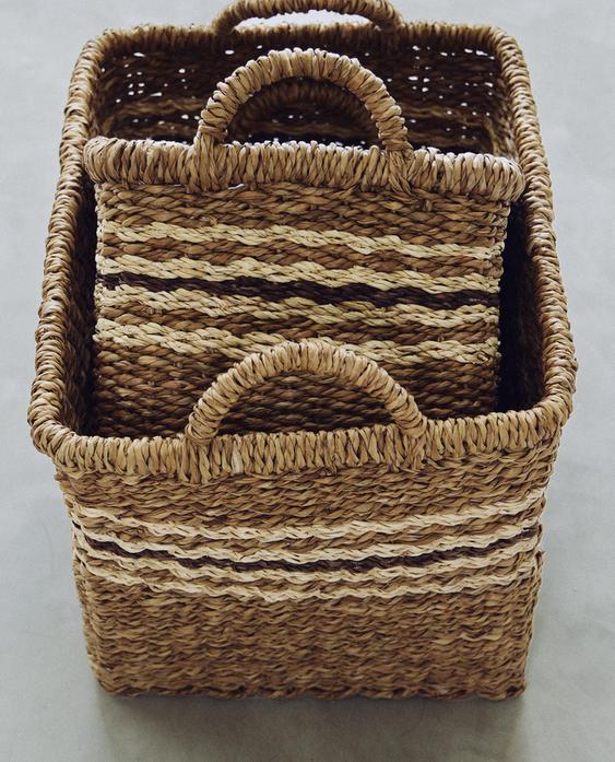 RECTANGULAR BASKET WITH STRIPES