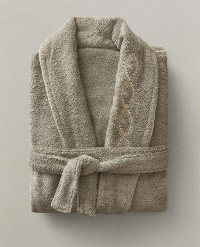 DRESSING GOWN WITH PLANT EMBROIDERY