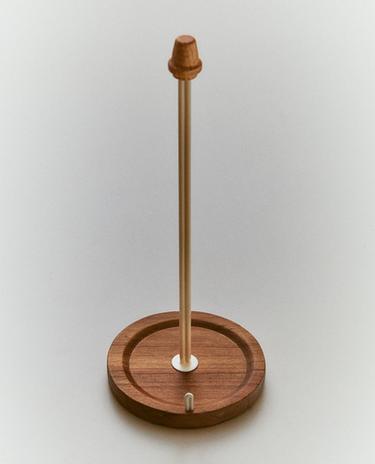 IRON AND WOOD KITCHEN ROLL HOLDER