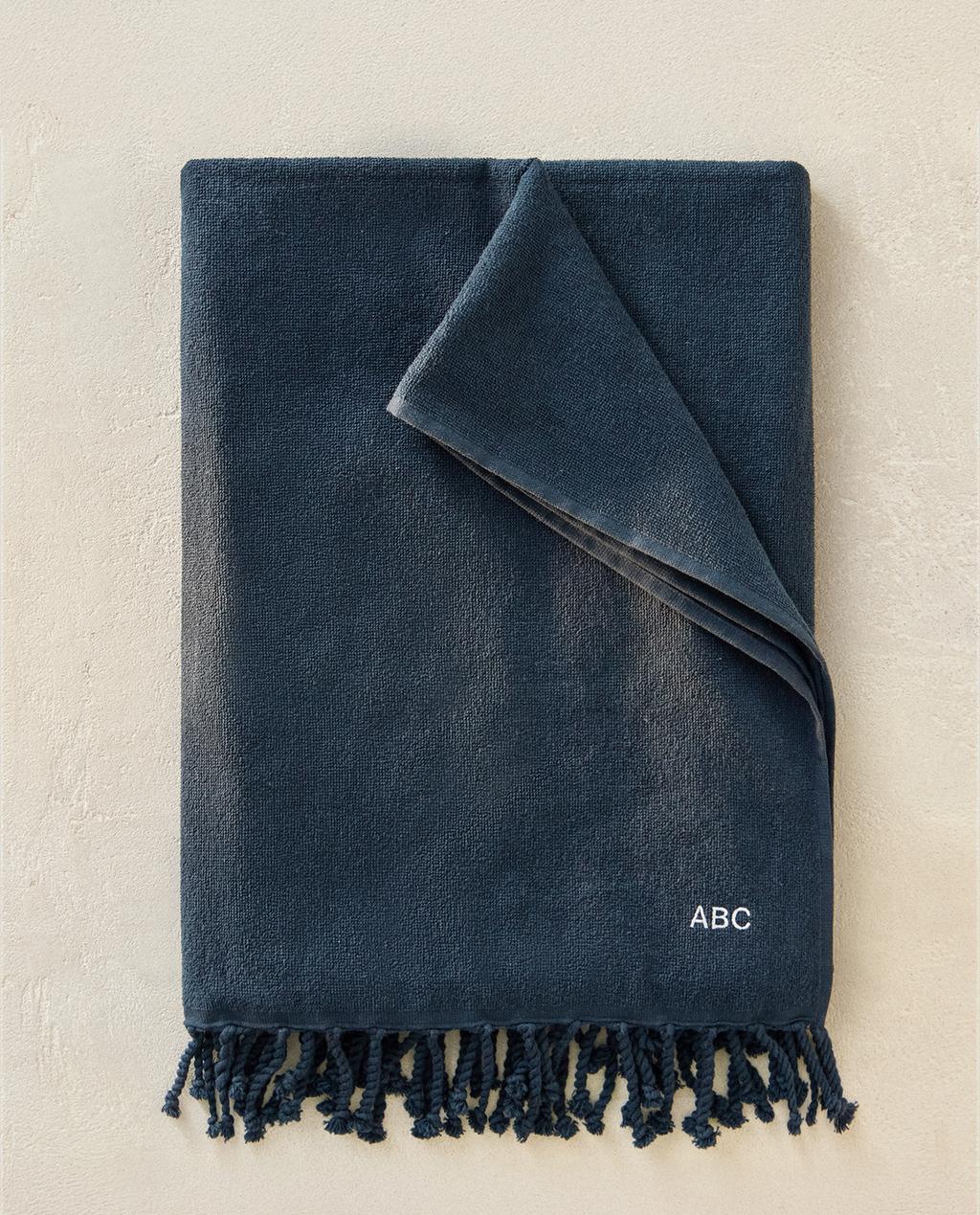 FRINGED COTTON BEACH TOWEL