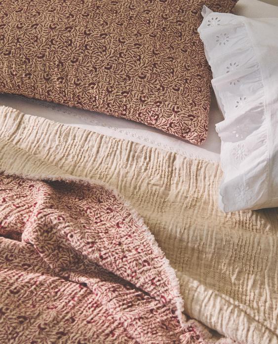 BRANCH PRINT COTTON AND LINEN BEDSPREAD