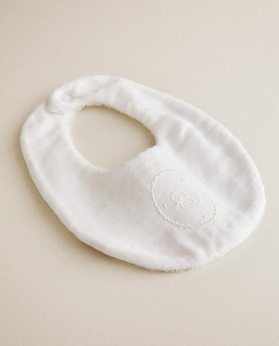BABY BIB WITH EMBROIDERED CHICK