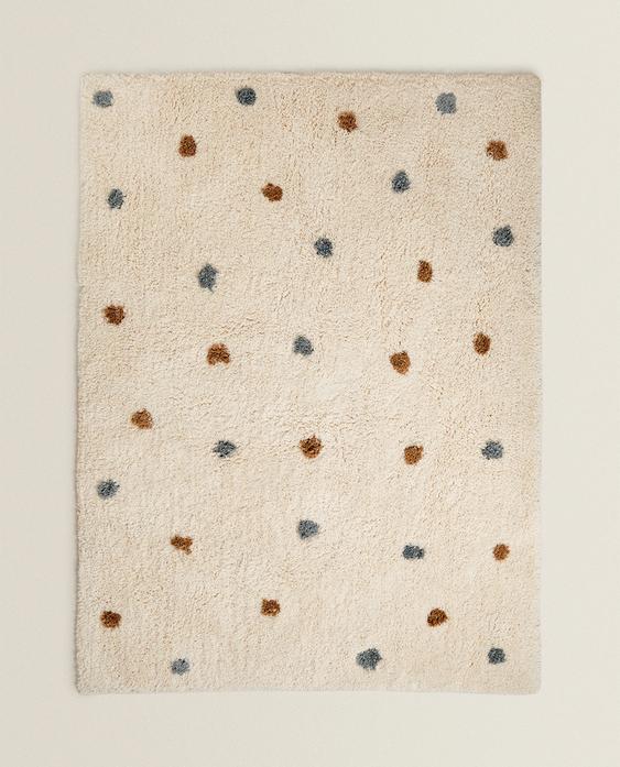 TAPIS ENFANT RECTANGULAIRE TEXTURÉ POIS