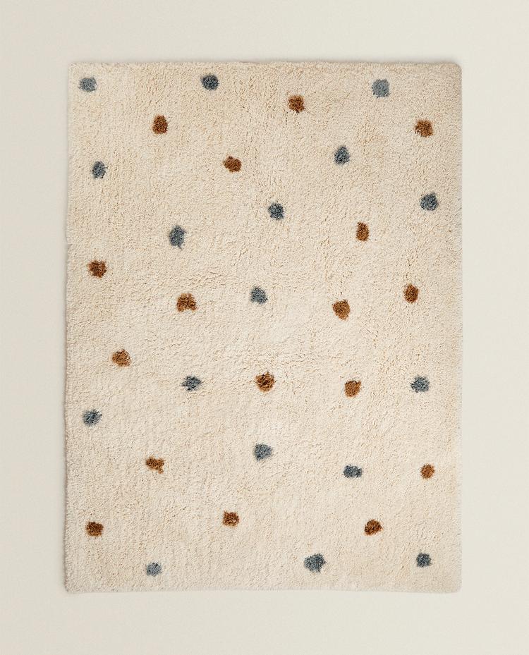 KIDS' RECTANGULAR TEXTURED POLKA DOT RUG
