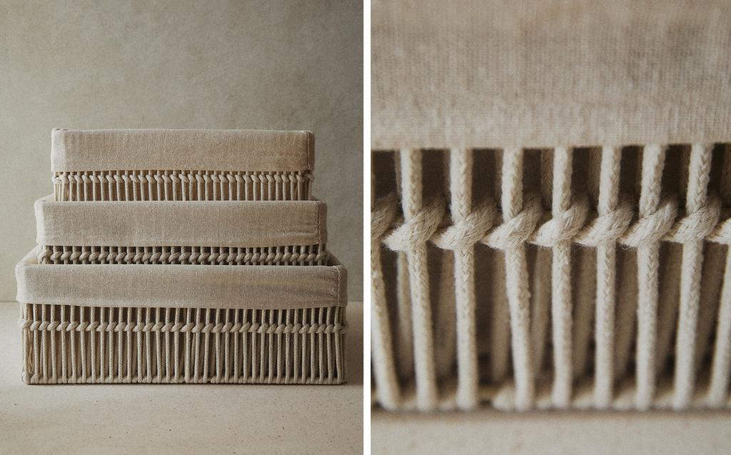 RECTANGULAR BASKET WITH COTTON LINING