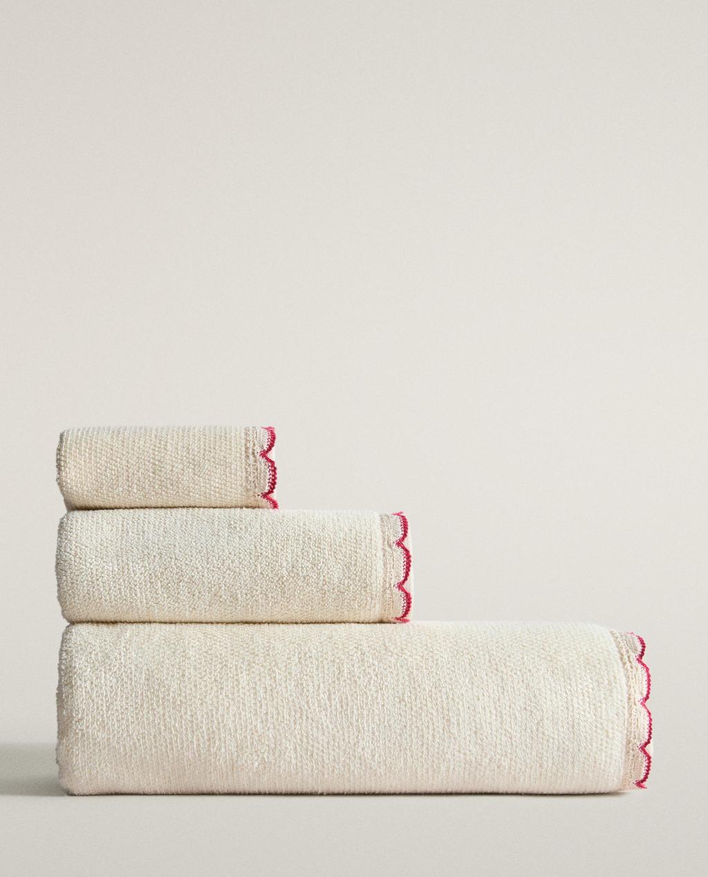 SERVIETTE DE BAIN CROCHET CONTRASTE