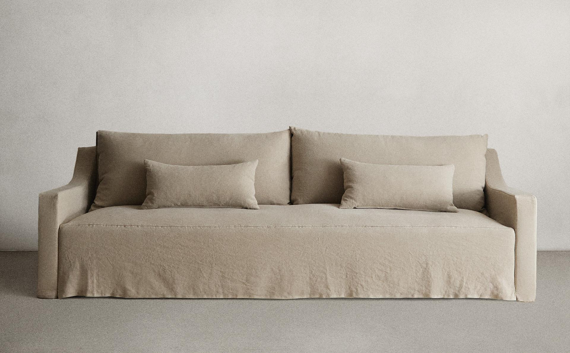 SOFA WITH REMOVABLE WASHED LINEN COVER