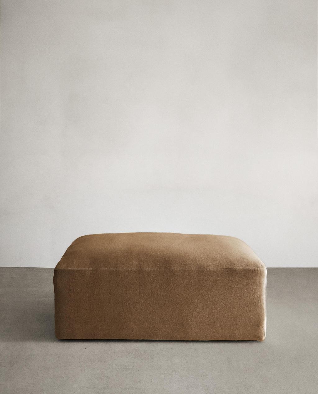 WASHED LINEN POUF